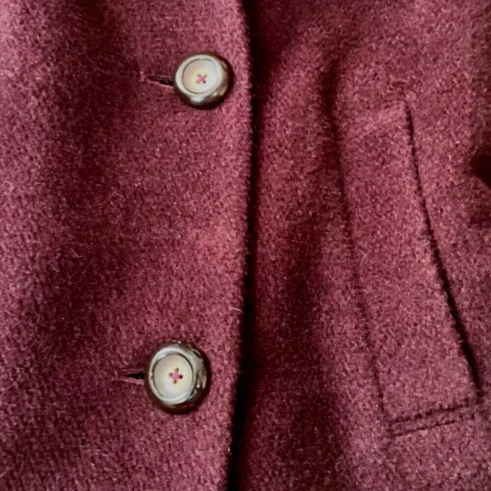 Jones New York‎ Walker Coat Wool Nylon Alpaca Sz 6 Burgundy Red #3L